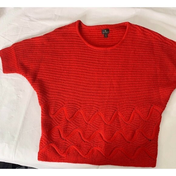 Worthington wave sweater LARGE red Dolman short sleeve pullover knit - Picture 1 of 11